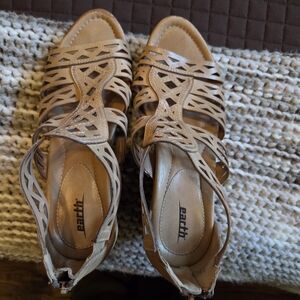 Earth Tan Laser-Cut Leather Sandals for Women